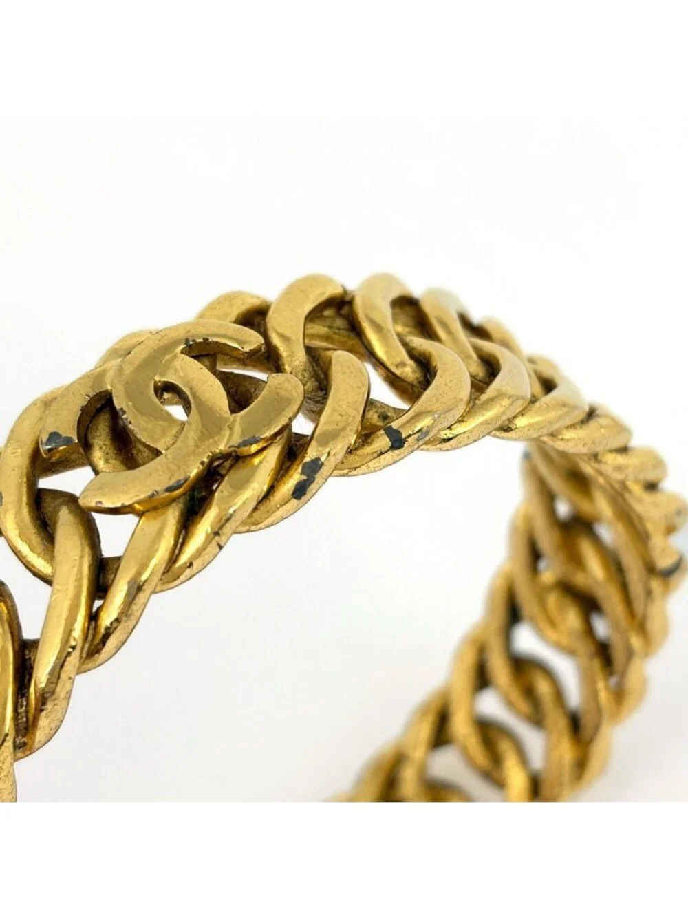 Chanel Bangle CC Logo Gold Plated Bracelet